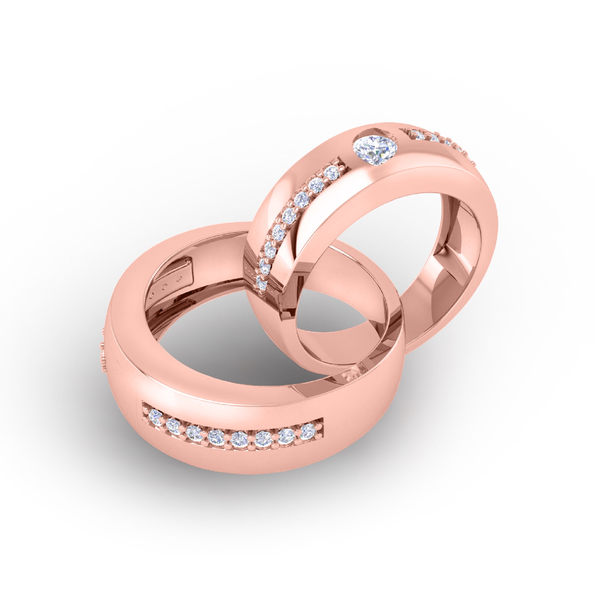 Fasce per coppia di anelli in moissanite in argento sterling RKC 925 per lei e per lui placcati in oro bianco 14 carati peso 7 g