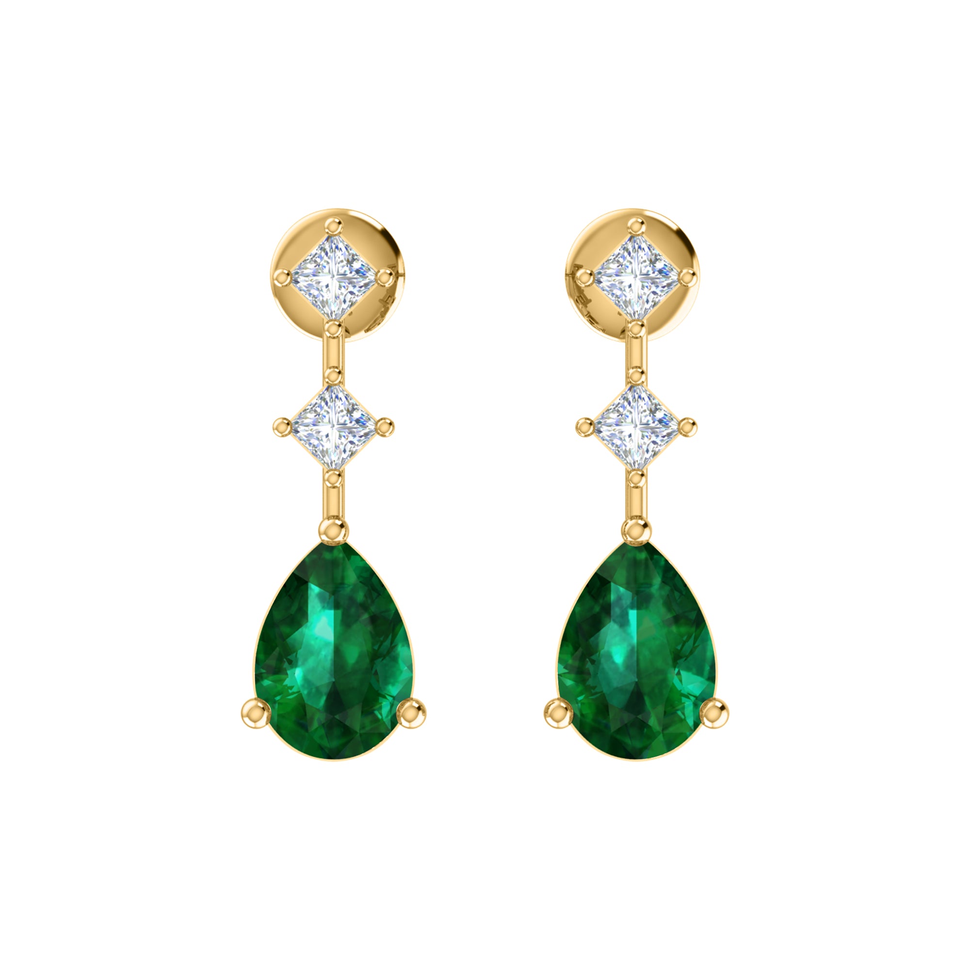 RKC 925 Sterling Silver Drop Dangle Women's Earring 14k Yellow Over Wt 3.50gm Height 23.50mm