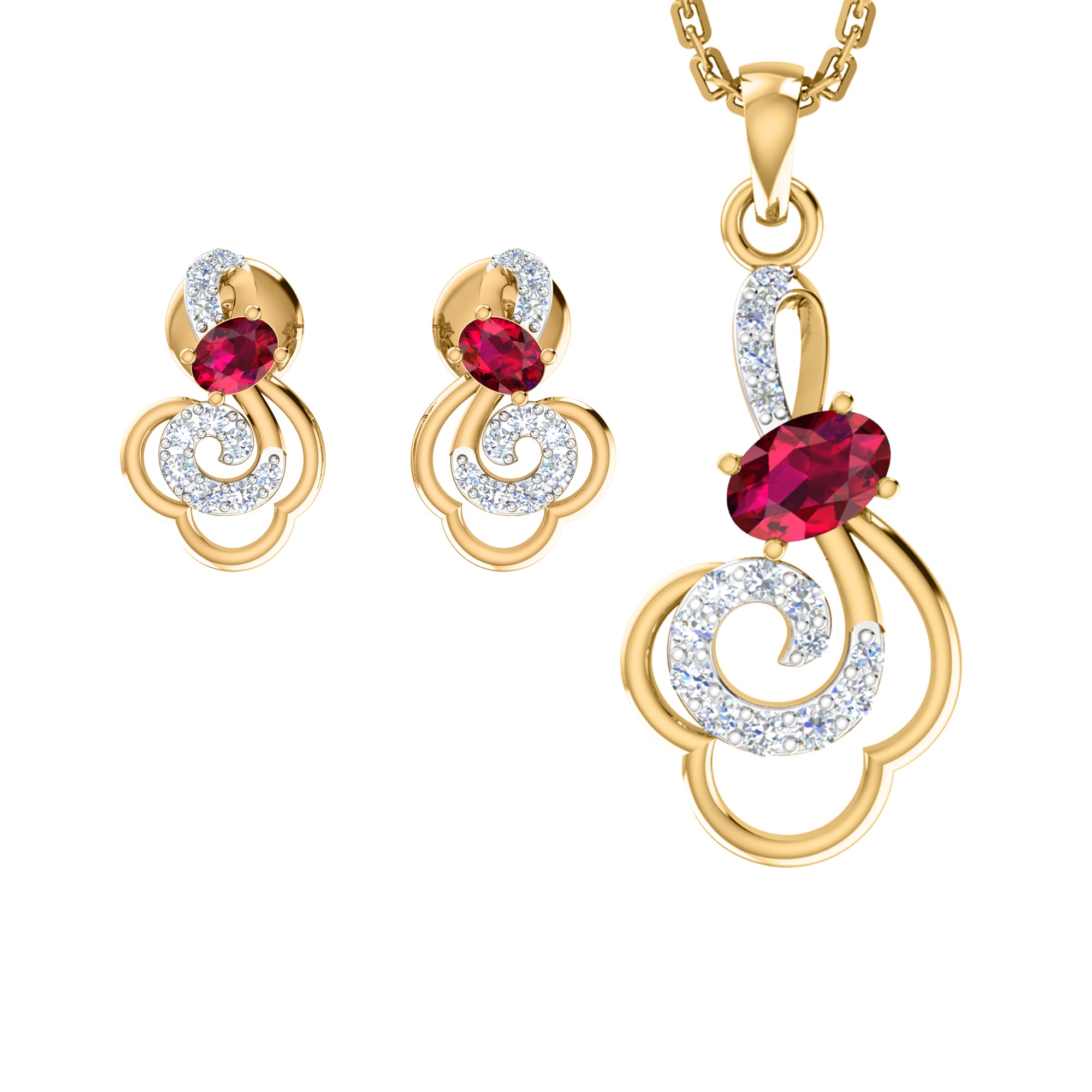 RKC 925 Silver Golden Total 0,41 Ct moissanite medál 4,00 g és 2,50 g súlyú fülbevaló készlet 14 karátos sárga arannyal