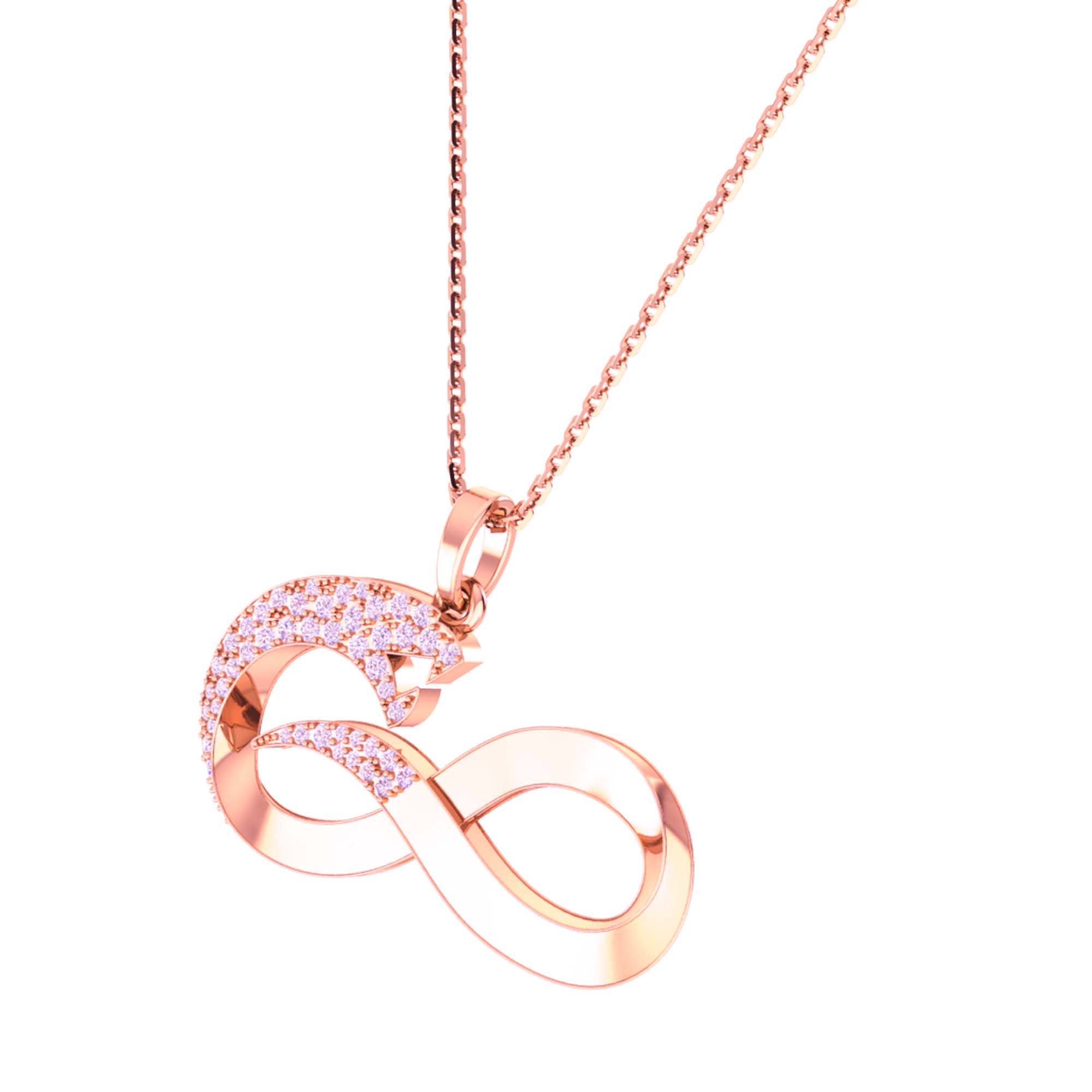 RKC 14k Yellow Gold Plated Infinity Snake Real Moissanite Pendant Necklace 925 Sterling Silver