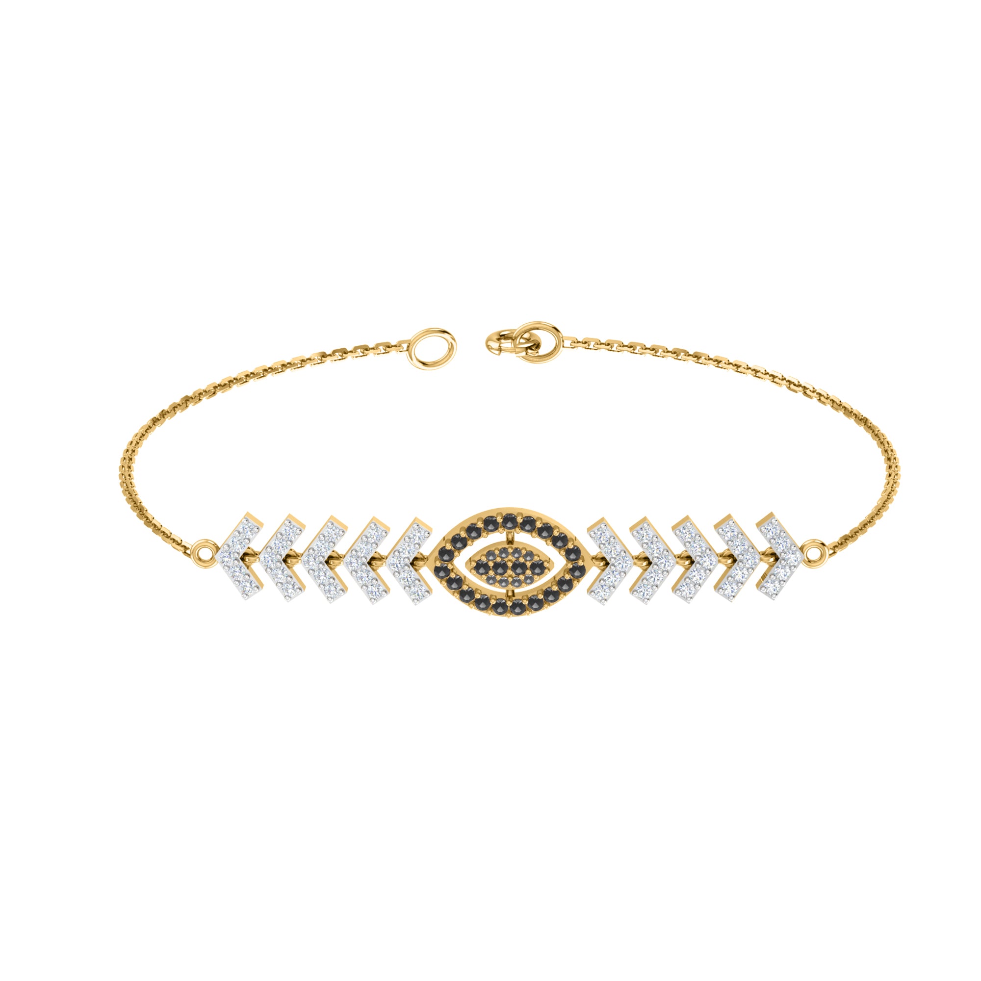 RKC 925 Sterling Silver 1.1 CT Gemstone for Women's Bracelet 14K Yellow Gold Plated Weight 6.00 GM