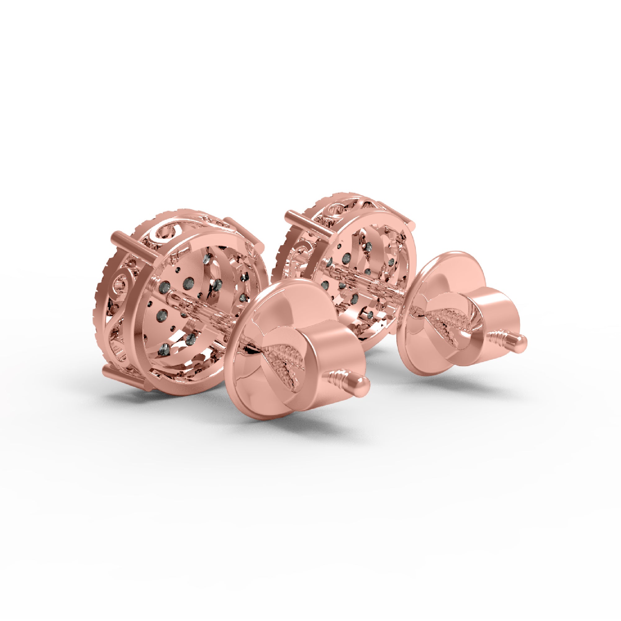 RKC 925 Sterlingsølv skrue tilbake Stud kvinner øredobber 14k gul Overvekt 2,80 GM Høyde 9,50 MM