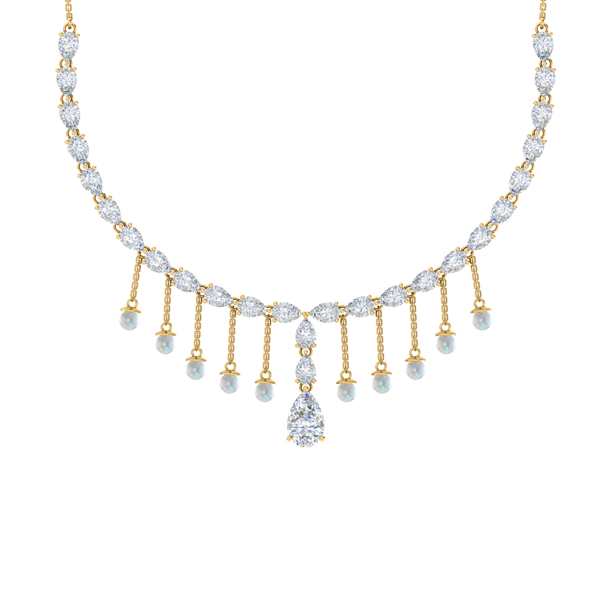 RKC Silver Statement Necklace 24 Carat Cubic Zirconia Necklace For Our Better Half Person Weight- 15gm