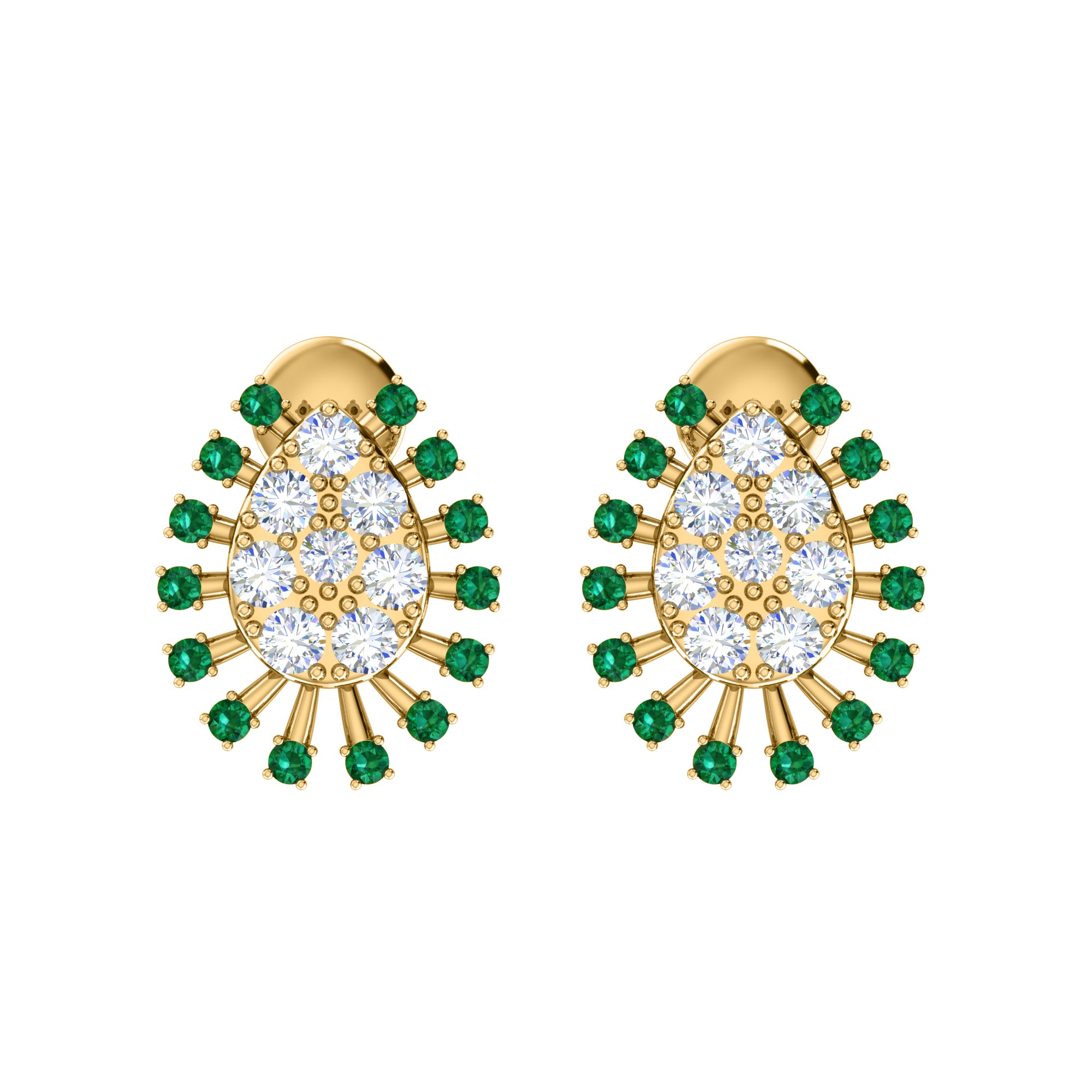 RKC 925 Sterling Silver Stud Cluster Women's Earring 14k White Over Wt 3.00gm Height 14.00mm