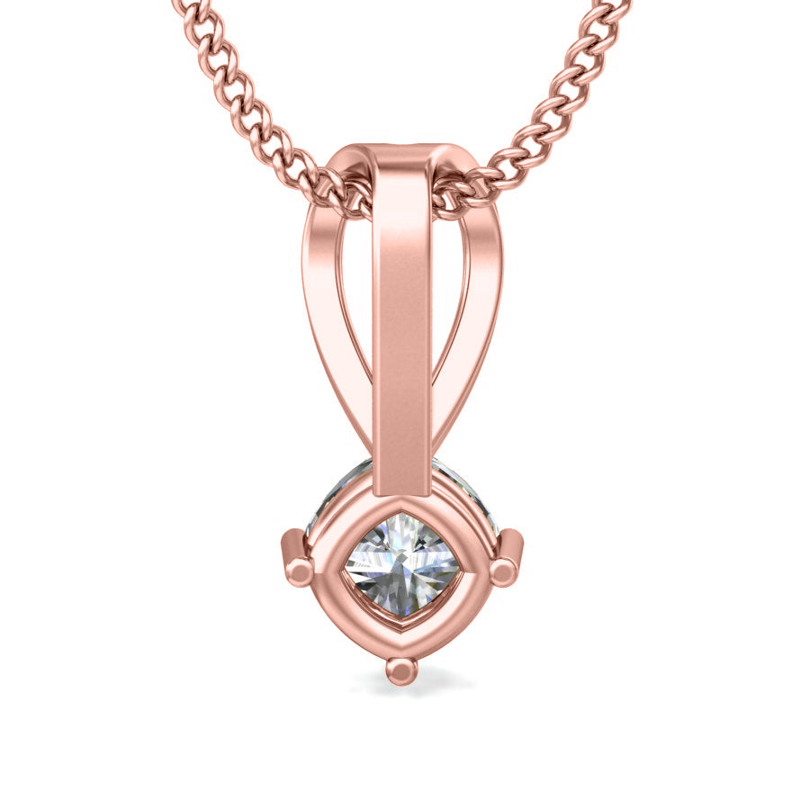 RKC 925 Sterling Silver 0.48 Ct Moissanite Solitaire Women Pendant 14K Rose Gold Finish Wt 2.8 gm Height 13 mm