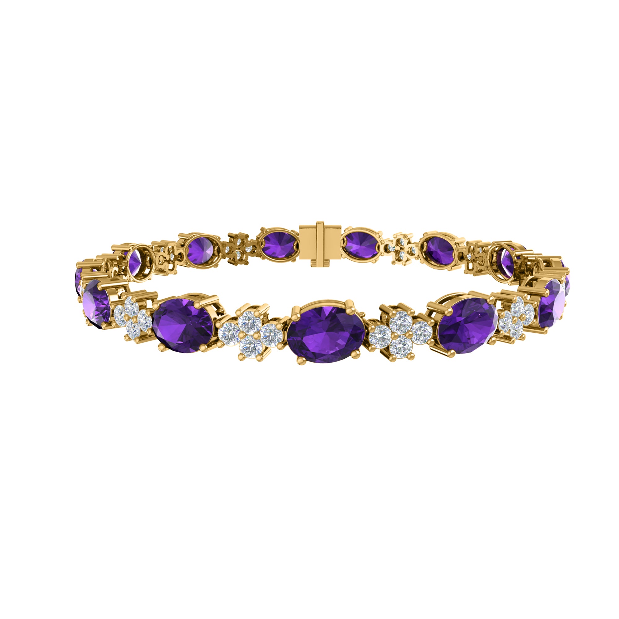 RKC 925 Sterling Silver 19.37 CT Moissanite for Women's Bracelet 14K Yellow Gold Plated Weight 14.00 GM