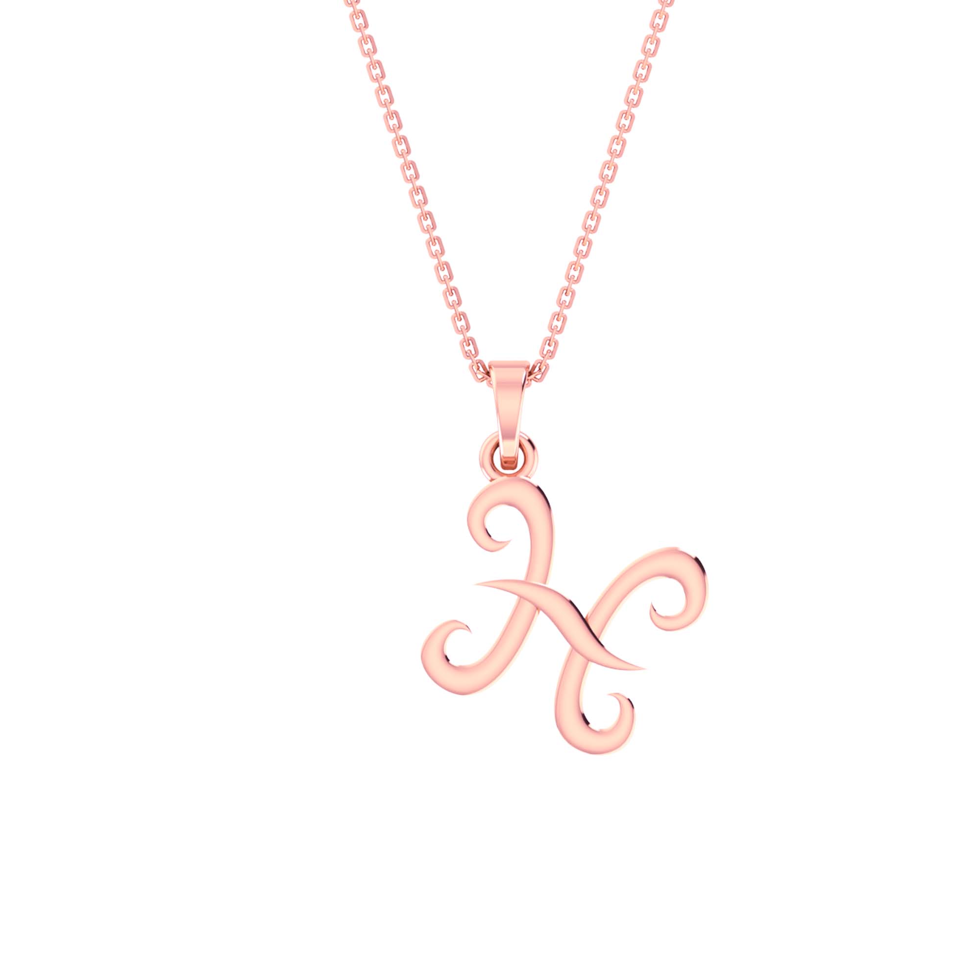 RKC 14k Yellow Gold Plated Personalised Initial Necklace 925 Silver