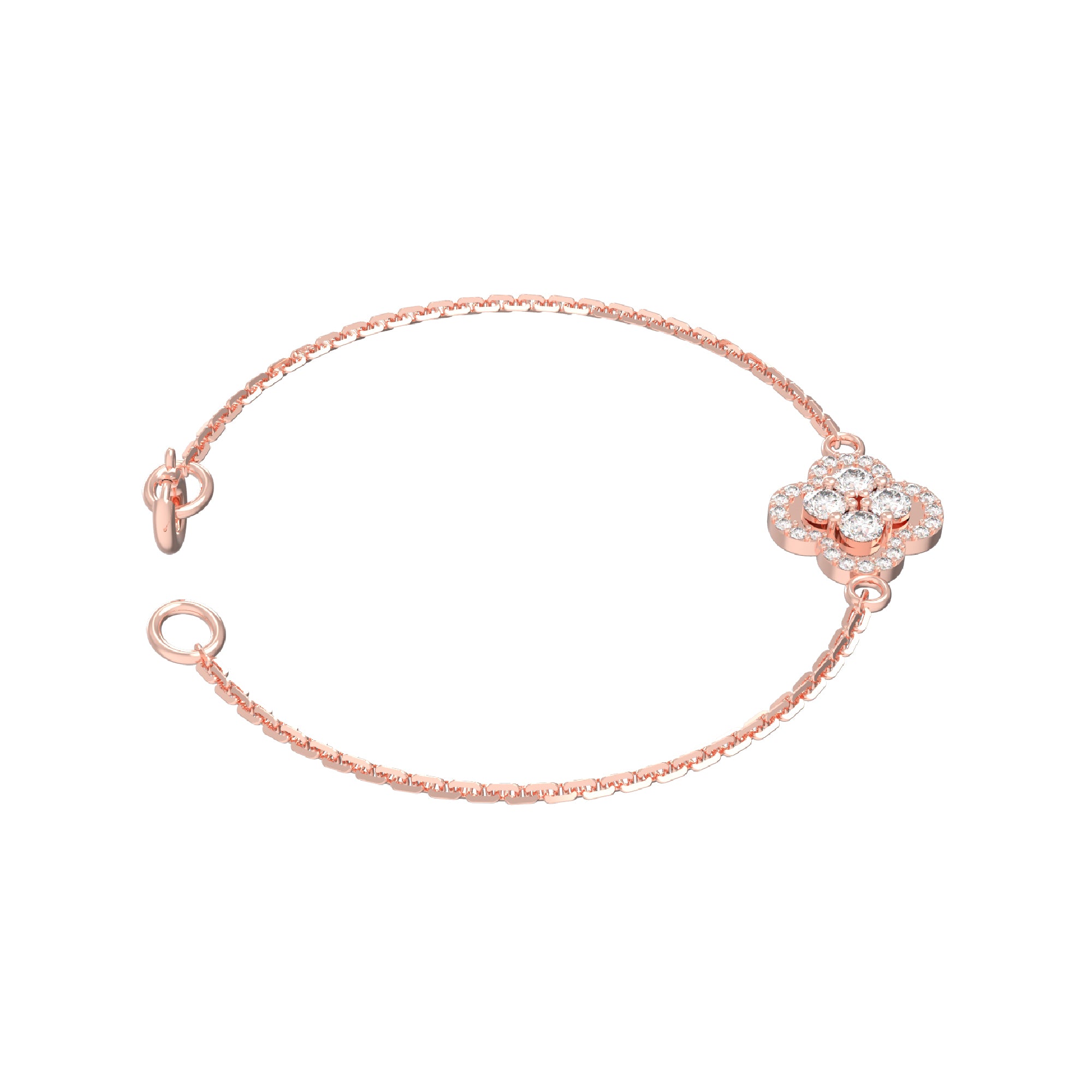 RKC 925 Sterling Silver 1.00Ct Moissanite Floral Women's Bracelet 14K Yellow Gold Plated Wt 2.85gm