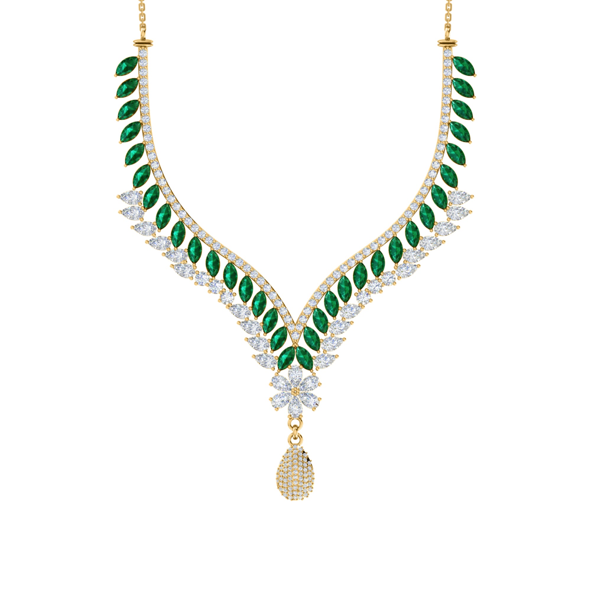 RKC 18 CT Moissanite Charming Necklace 925 Silver 14k Rose gold Plated Product Weight 17.00 GM Height 100.00 MM