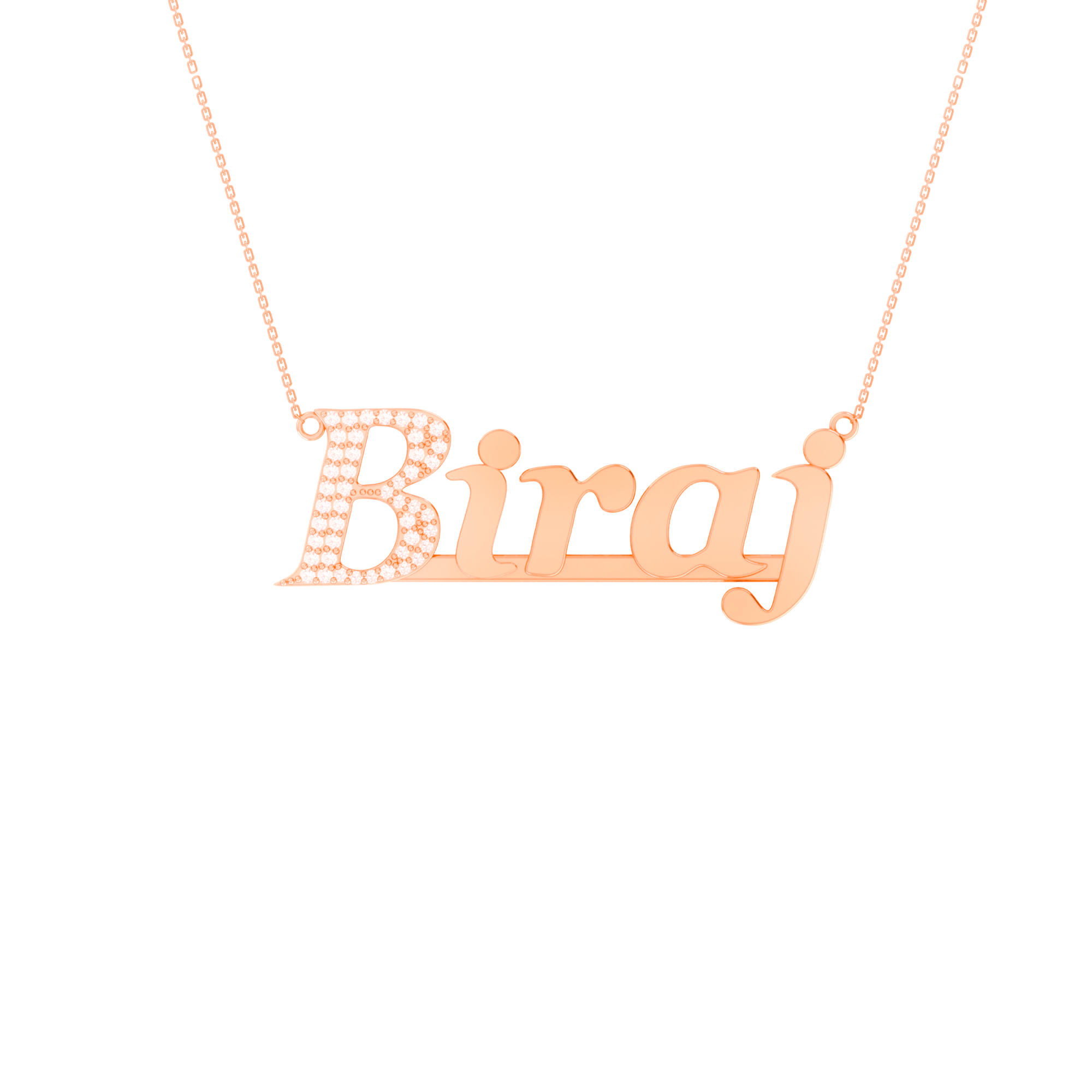 RKC Customize Initial Name Moissanite Pendant Necklace 14k Yellow Gold Plated Weight 4.2 gm