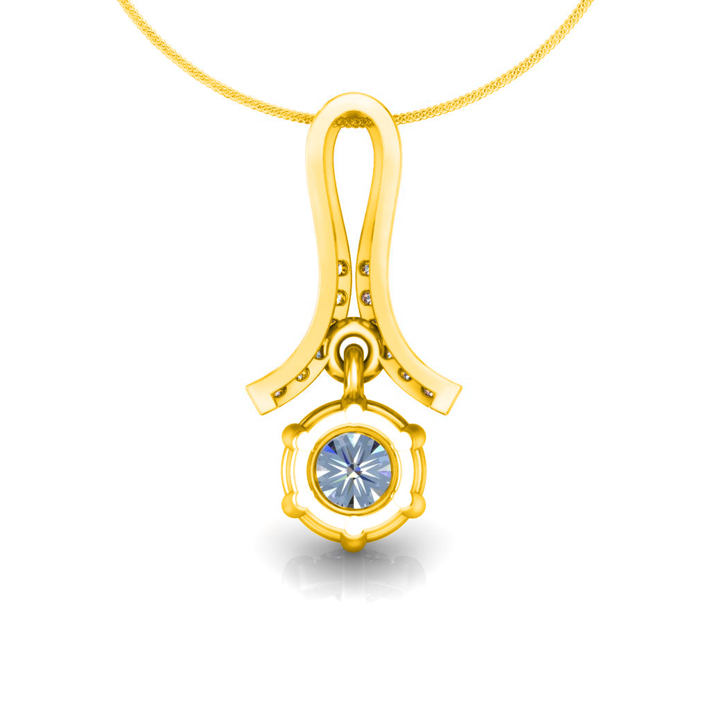 RKC 925 Sterling Silver Drop 0.30 CT Moissanite Pendant For Women 14K Rose Gold Plated  Wt 3.1 gm Height 16 mm