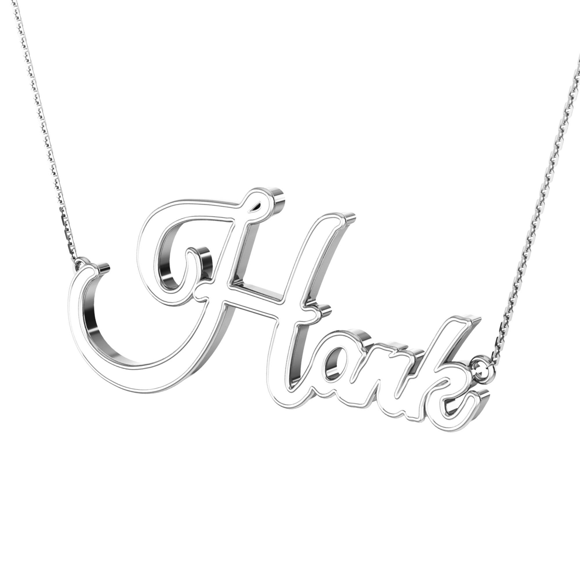RKC Customize Name Pendant Necklace 14k White Gold Plated 925 Silver Birthday Gift