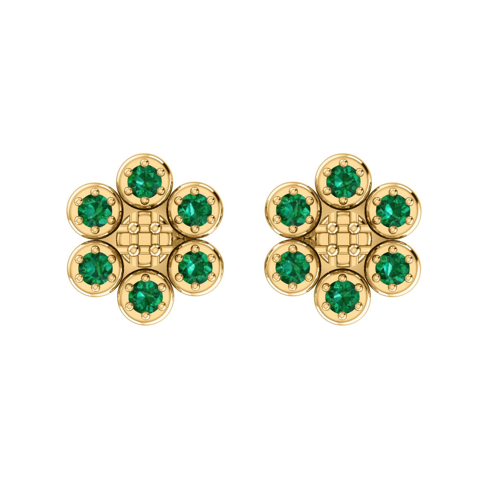 RKC 925 Sterling Silver Flower Push Back Women Earring 14k White Gold Over Wt 1.80mm Height 8.00mm