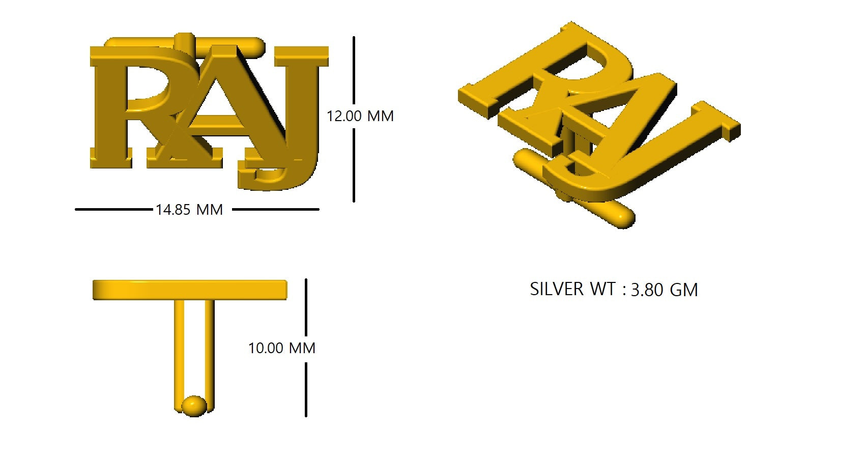 RKC 925 Sterling Silver Enamel Cufflinks 14K Rose Gold Plated Product Wt 3.80 gm