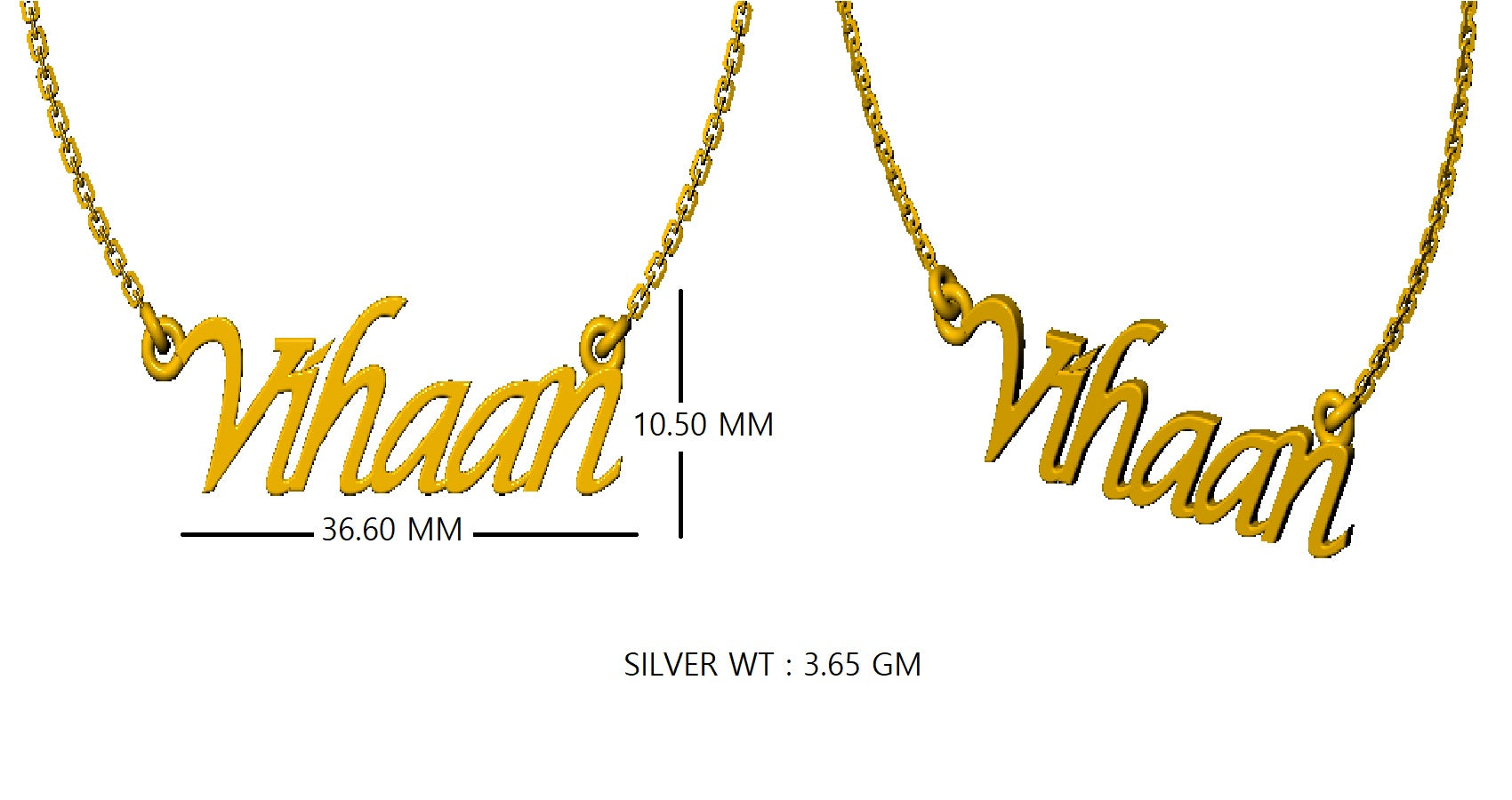 RKC Custom Name Pendant 925 Sterling Silver 14K Rose Gold Plated Wt 3.65 GM Height 10.50 MM