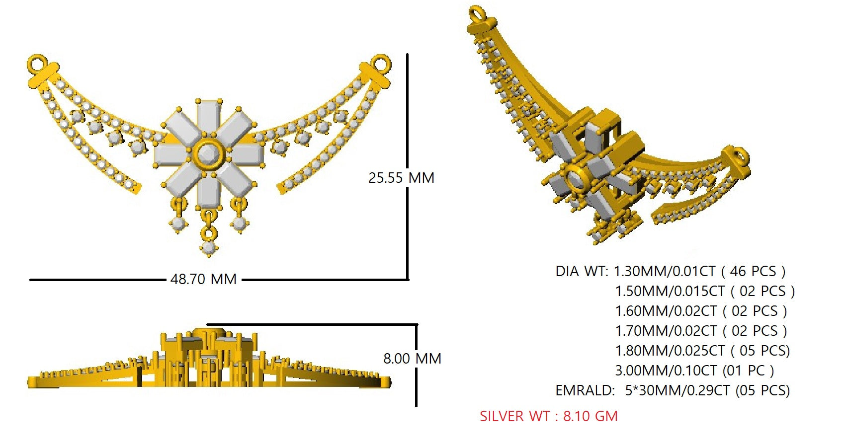 RKC 2.24Ct Moissanite Women Mangalsutra 925 Silver 14k Rose gold Plated Product Weight 8.10gm Height 25.55mm