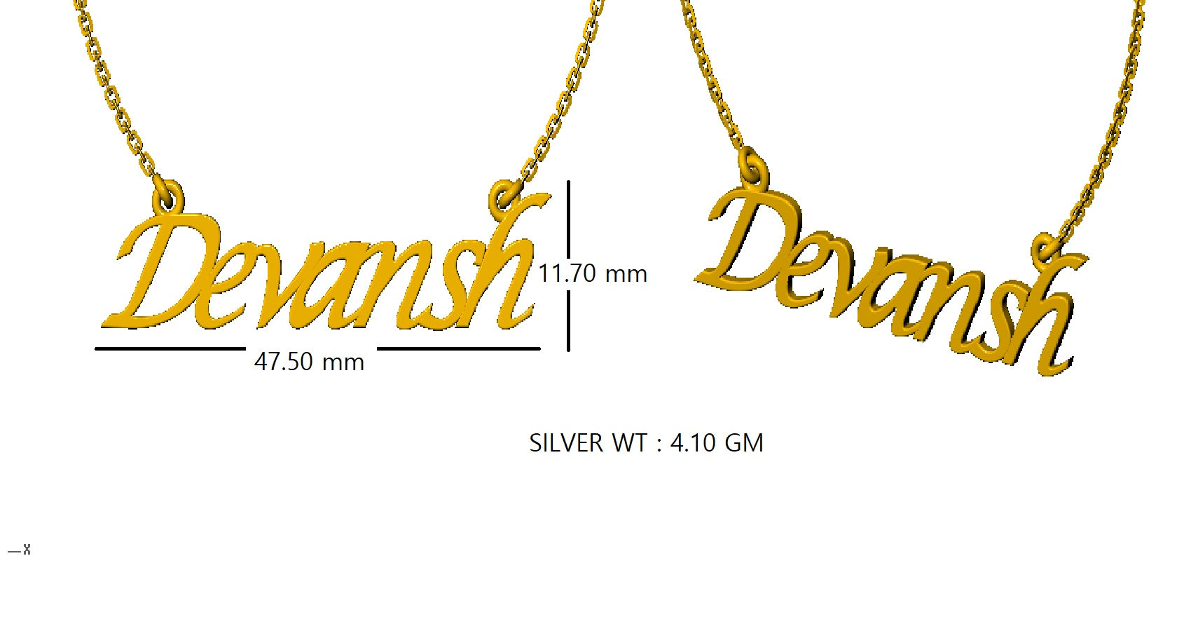 RKC Lettre Nom Pendentif Collier 925 Bijoux en Argent Plaqué Or Jaune 14K Poids du produit 4,10 GM Hauteur 11,70 MM