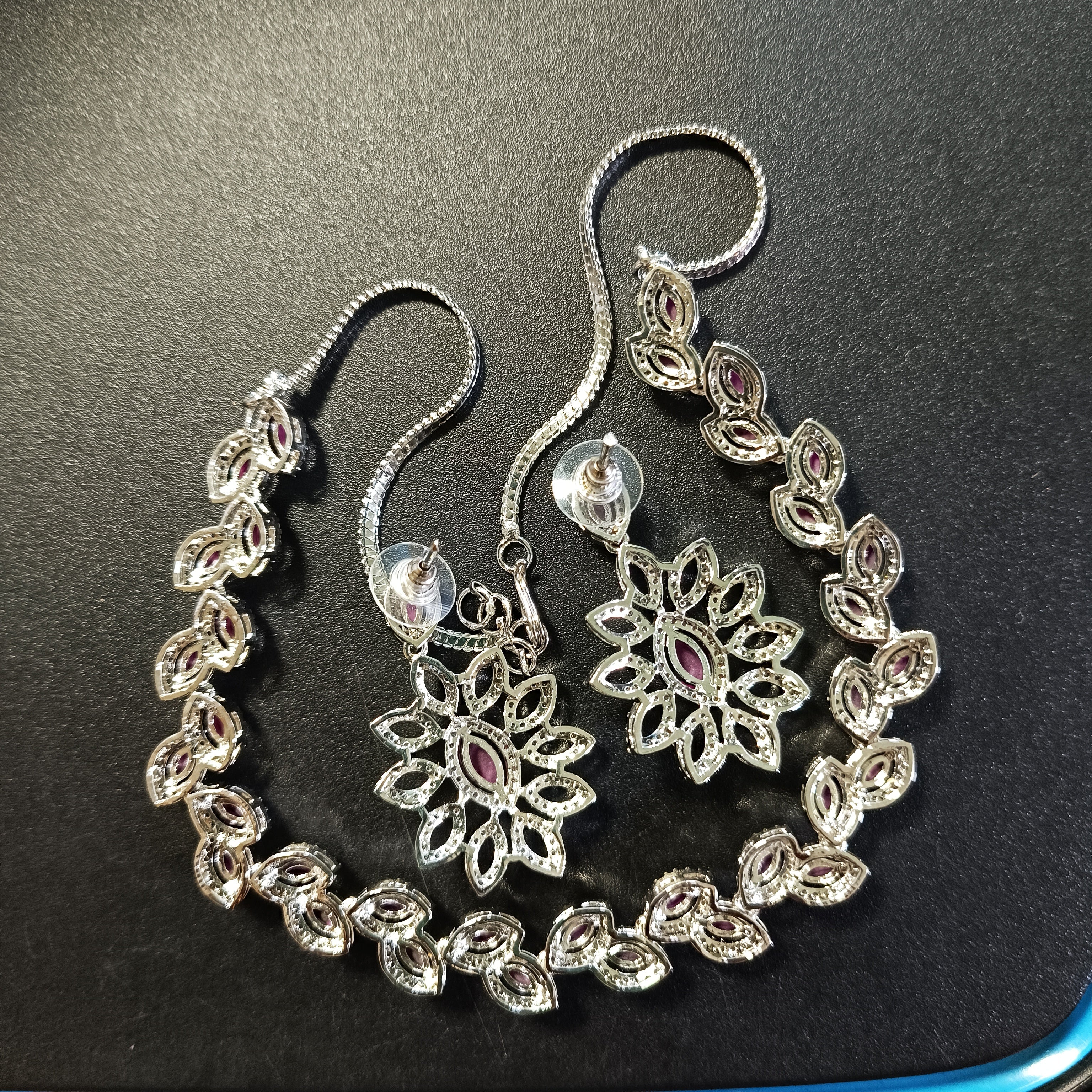 RKC Stunning Necklace Set Solid 925 Sterling Silver with CZ Diamond