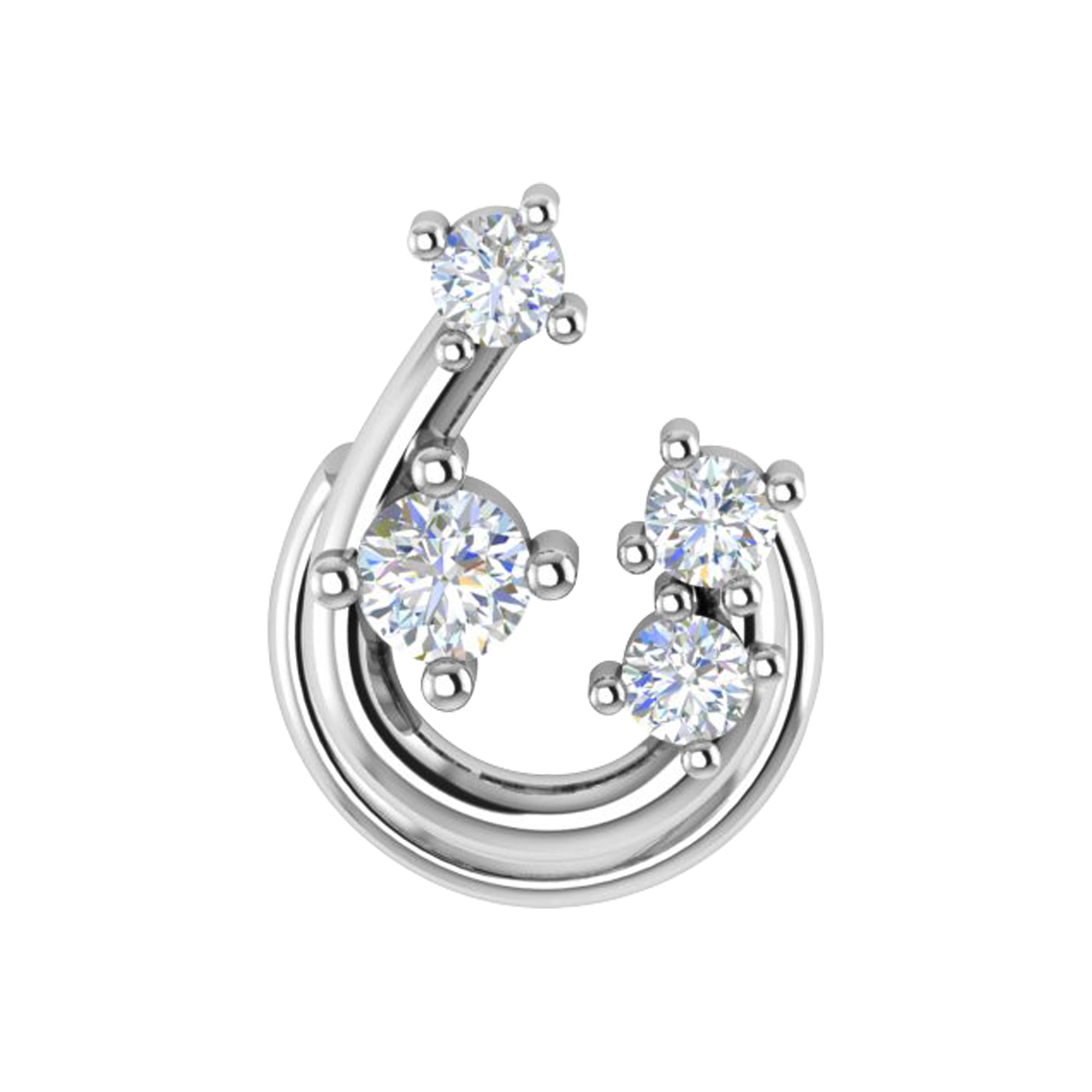 RKC JEWELRY 925 Sterling Silver Moissanite Women Nose Pin 14k Rose Gold Plated Wt 0.80gm