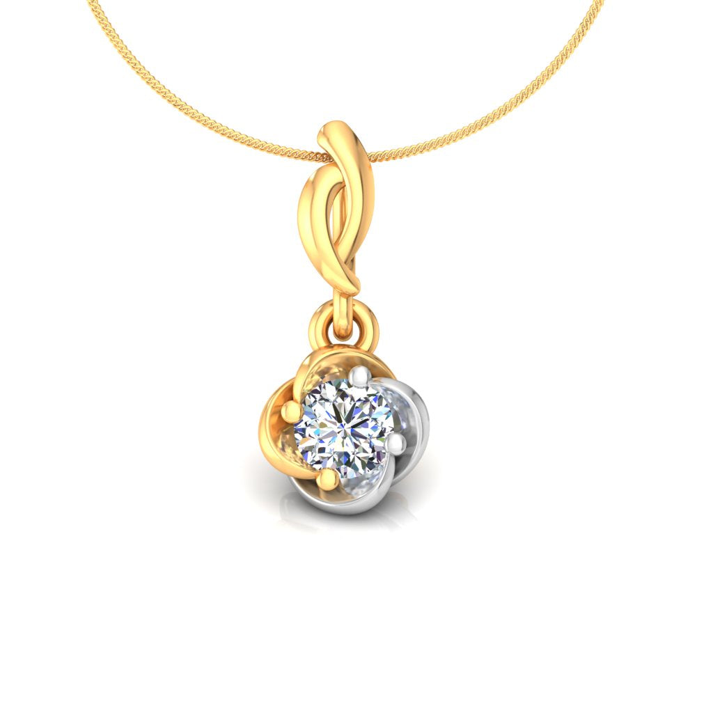 RKC Silver Drop Flower Moissanite Pendant 1.17 Ct 14K Two-Tone Gold Finish Weight 2.5 gm With 13.5mm