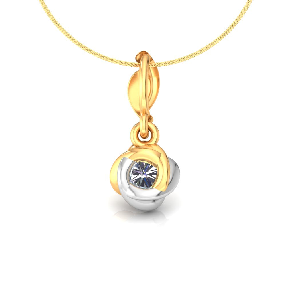 RKC Silver Drop Flower Moissanite Pendant 1.17 Ct 14K Two-Tone Gold Finish Weight 2.5 gm With 13.5mm