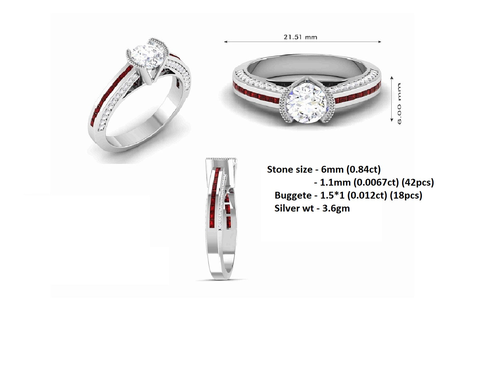 RKC Round Moissanite Solitaire Bar Set Wedding Ring 14K Yellow Gold Plated 925 Silver Women's Ring Wt 3.6 gm