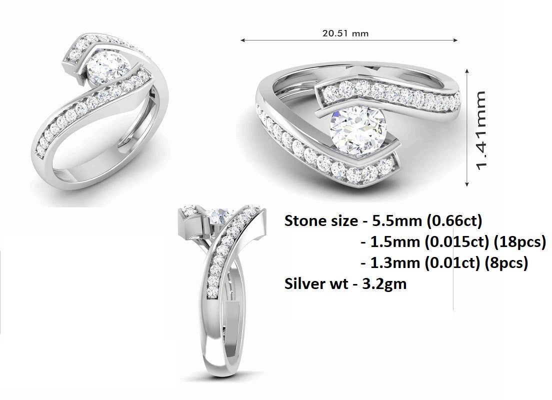 RKC Rondgesnyde Moissanite Verlovingsverjaardag-omleidingsring 925 Sterling Silwer 14K Roosvergulde Wt 3.2 gm