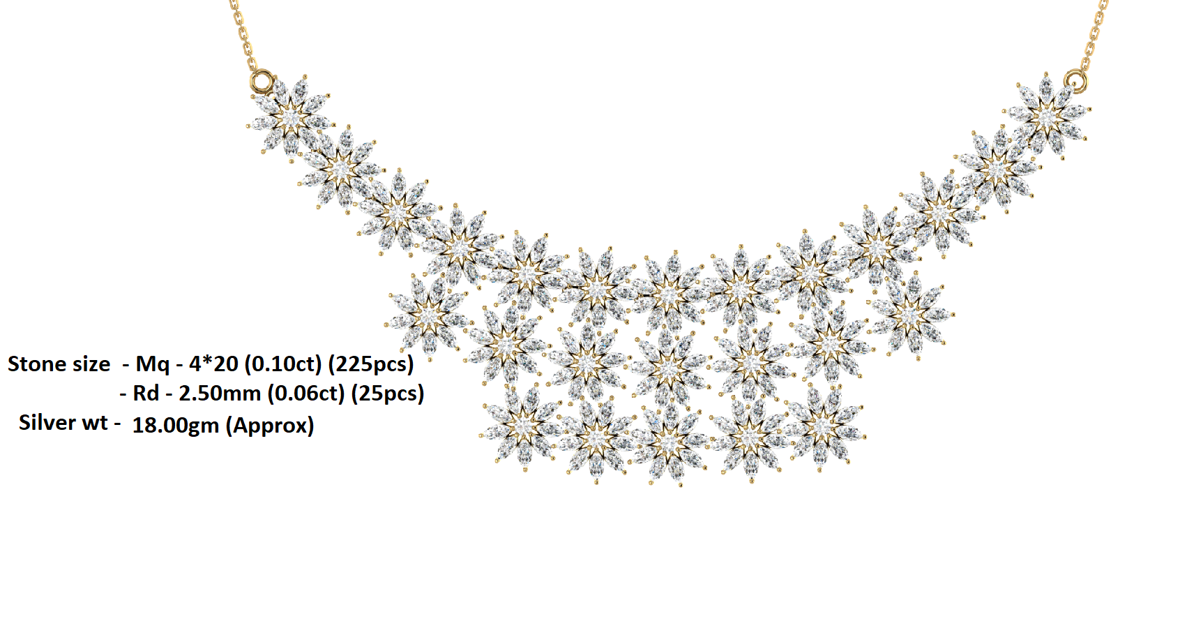 RKC 24.00 CT Moissanite Charming Necklace 925 Silver 14k Rose gold Plated Product Weight 18.00 GM