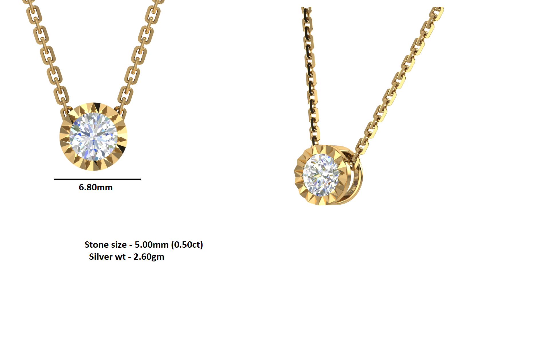 RKC 0.50Ct मॉइसॅनाइट सॉलिटेअर पेंडंट 925 चांदीचे दागिने 14K व्हाइट गोल्ड प्लेटेड Wt 2.60 gm