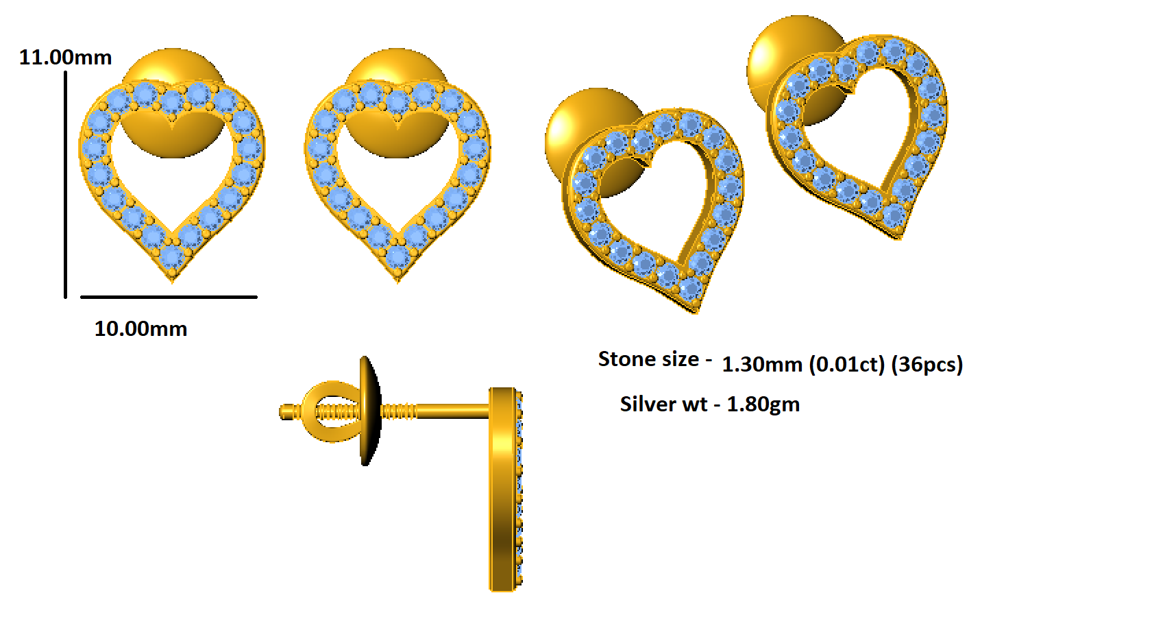 Жаночыя завушніцы з стерлингового срэбра RKC 925, 14-каратны жоўты, больш за прадукт, Вага 5,20 GM Вышыня 16,50 ММ