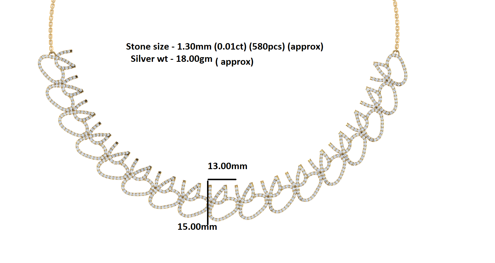 RKC 5.8 CT Moissanite Charming Necklace 925 Silver 14k Yellow gold Plated Product Weight 18.00 GM Height 15.00 MM
