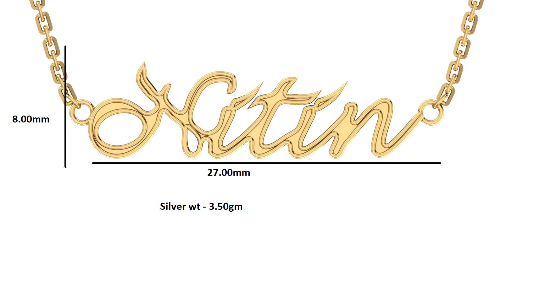 RKC Customised Name Pendant Necklace 925 Silver Jewelry 14K Rose Gold Plated Product Weight 3.50 GM Height 8.00 MM