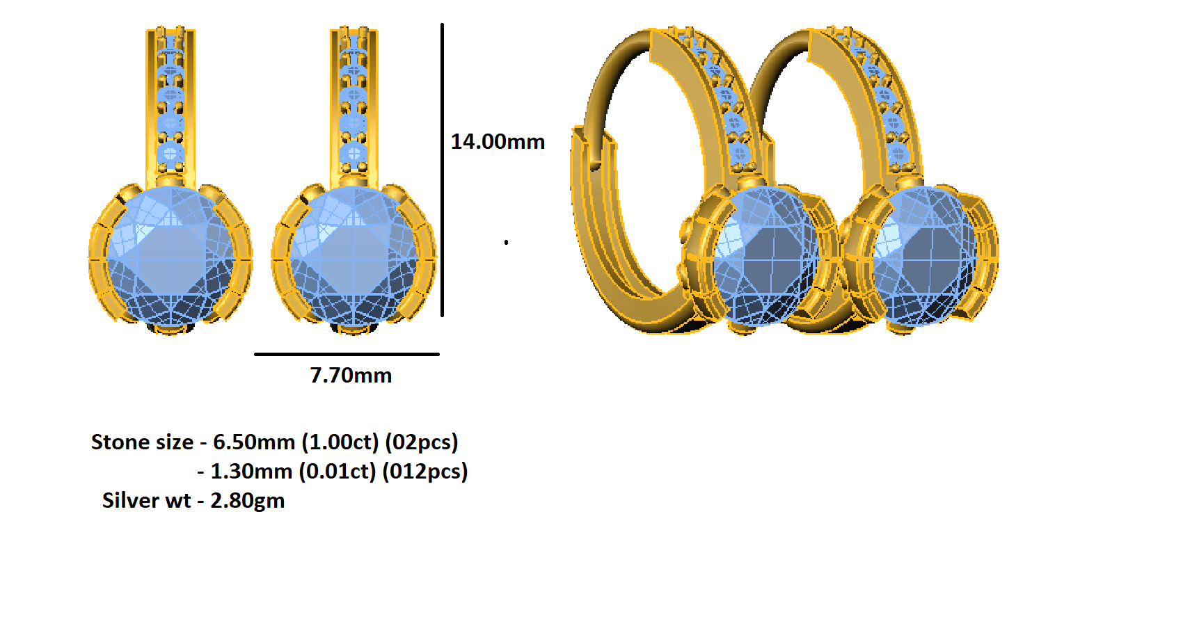 RKC 925 স্টার্লিং সিলভার পার্টি ওয়্যার ক্লিপ-অন মহিলাদের কানের দুল 14k রোজ ওভার প্রোডাক্ট Wt 2.80 GM উচ্চতা 14.00 MM