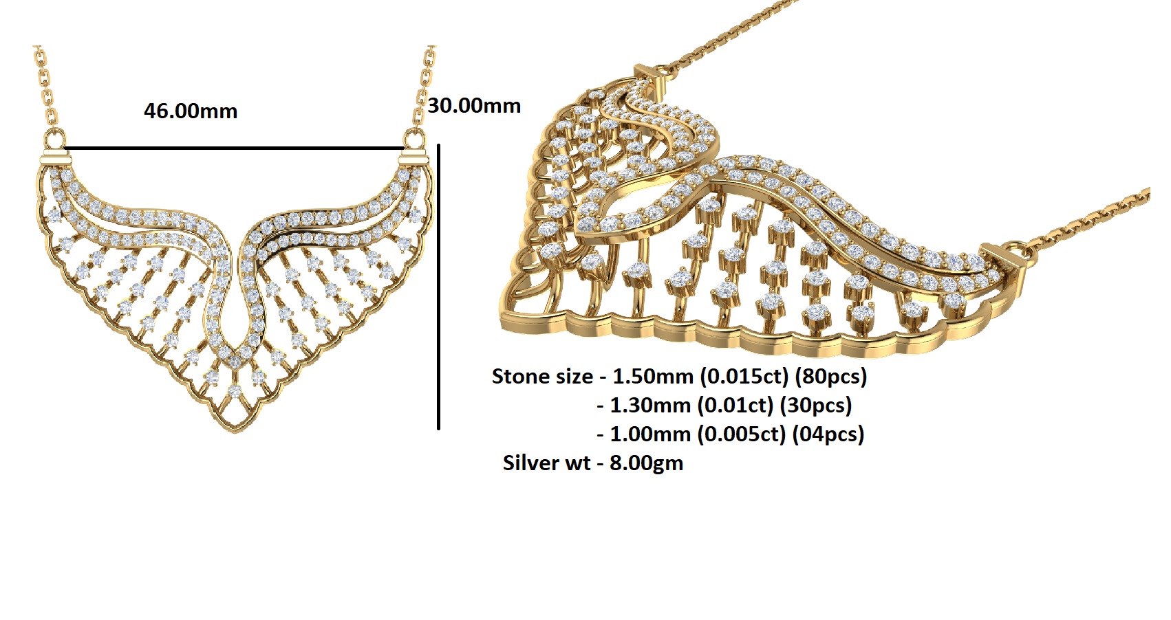 RKC 1.52 CT Moissanite Charming Necklace 925 Silver 14k Rose gold Plated Product Weight 8.00 GM Height 30.00 MM