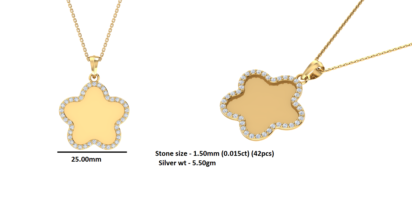 RKC 0.63 Ct Round Cut Real Moissanite Photo Memory Pendant 14k Yellow Gold Plated Weight 5.50 gm