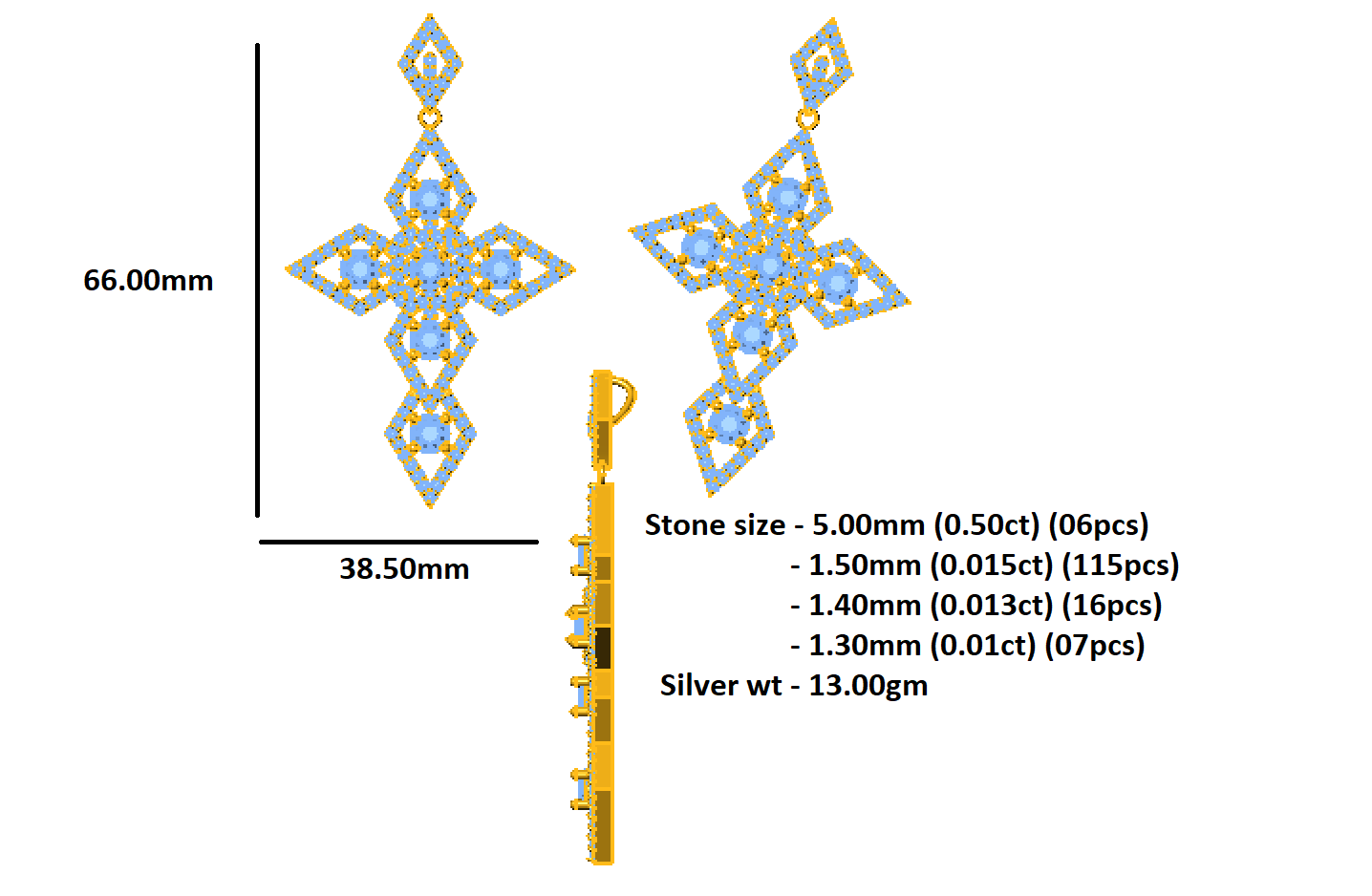 RKC 5.00Ct রত্ন পাথর ক্রস দুল নেকলেস 925 সিলভার গয়না 14K সাদা সোনার প্রলেপ Wt 13.00 গ্রাম উচ্চতা 66.00 মিমি