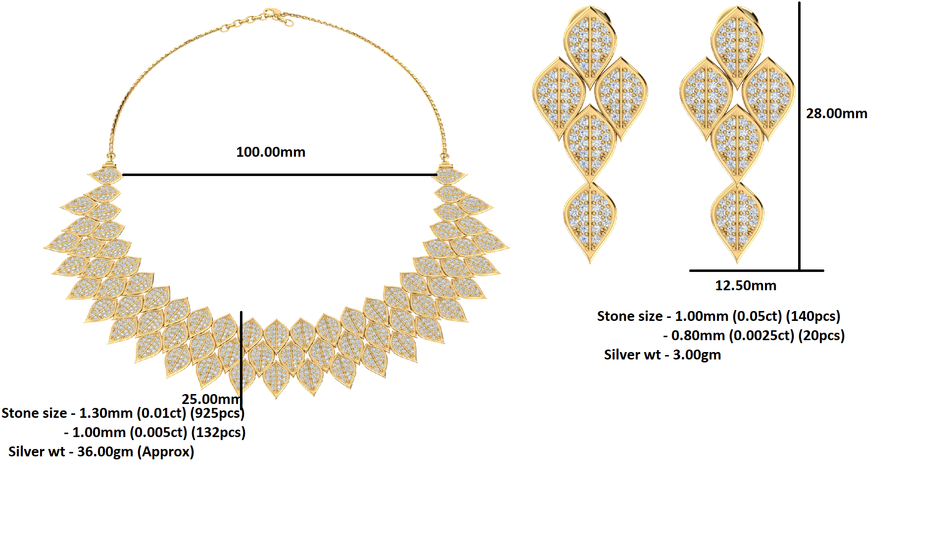 RKC 16.9 ct Moissanite Charming Necklace 925 Silver 14k Rose gold Plated Product Weight 39.00 gm