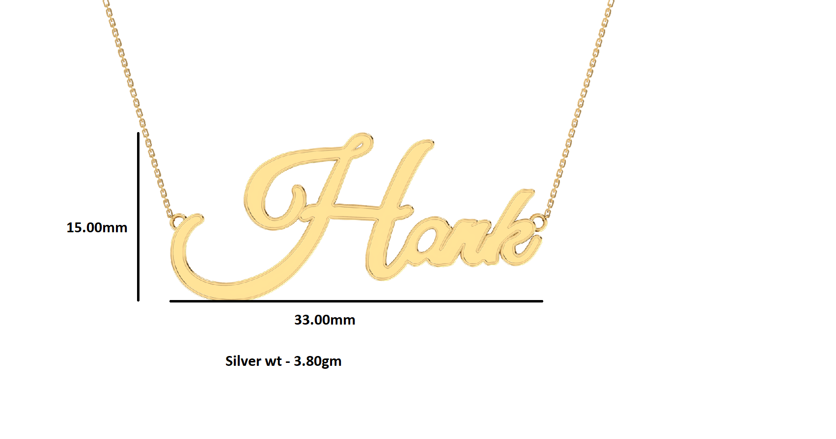 RKC Customize Name Pendant Necklace 14k White Gold Plated 925 Silver Birthday Gift