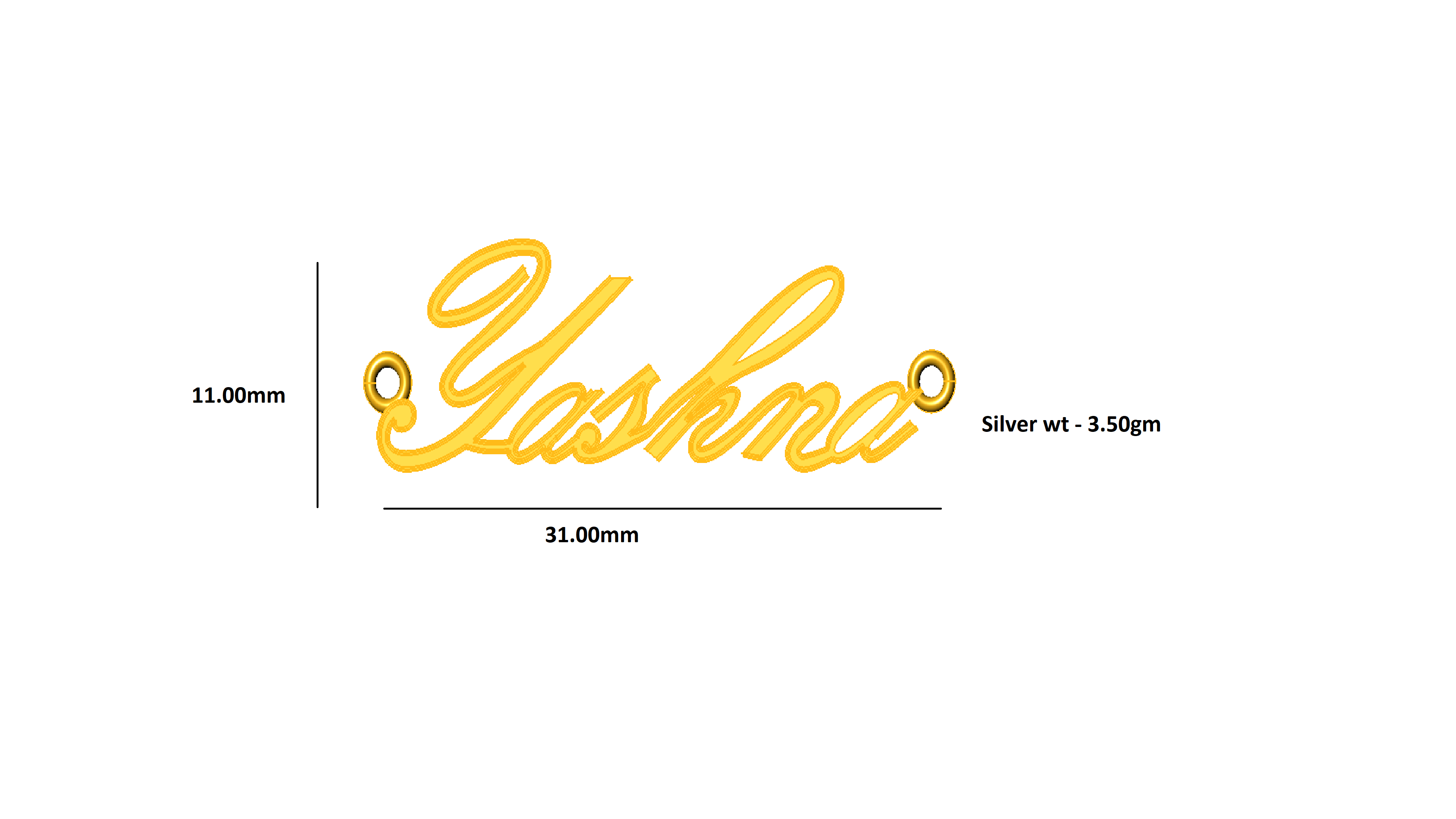 RKC Custom Name Unisex Pendant 925 Sterling Silver 14K White Gold Plated Wt 3.50 gm Height 11.00mm