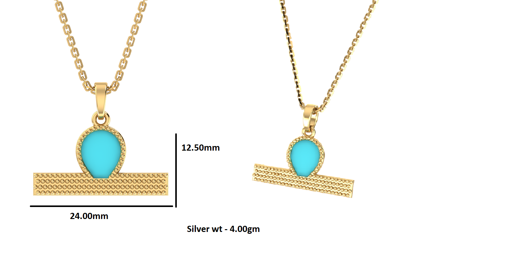 RKC Enamel Pendant 925 Silver Jewelry 14K Yellow Gold Plated Product Weight 4.00gm Height 12.50mm