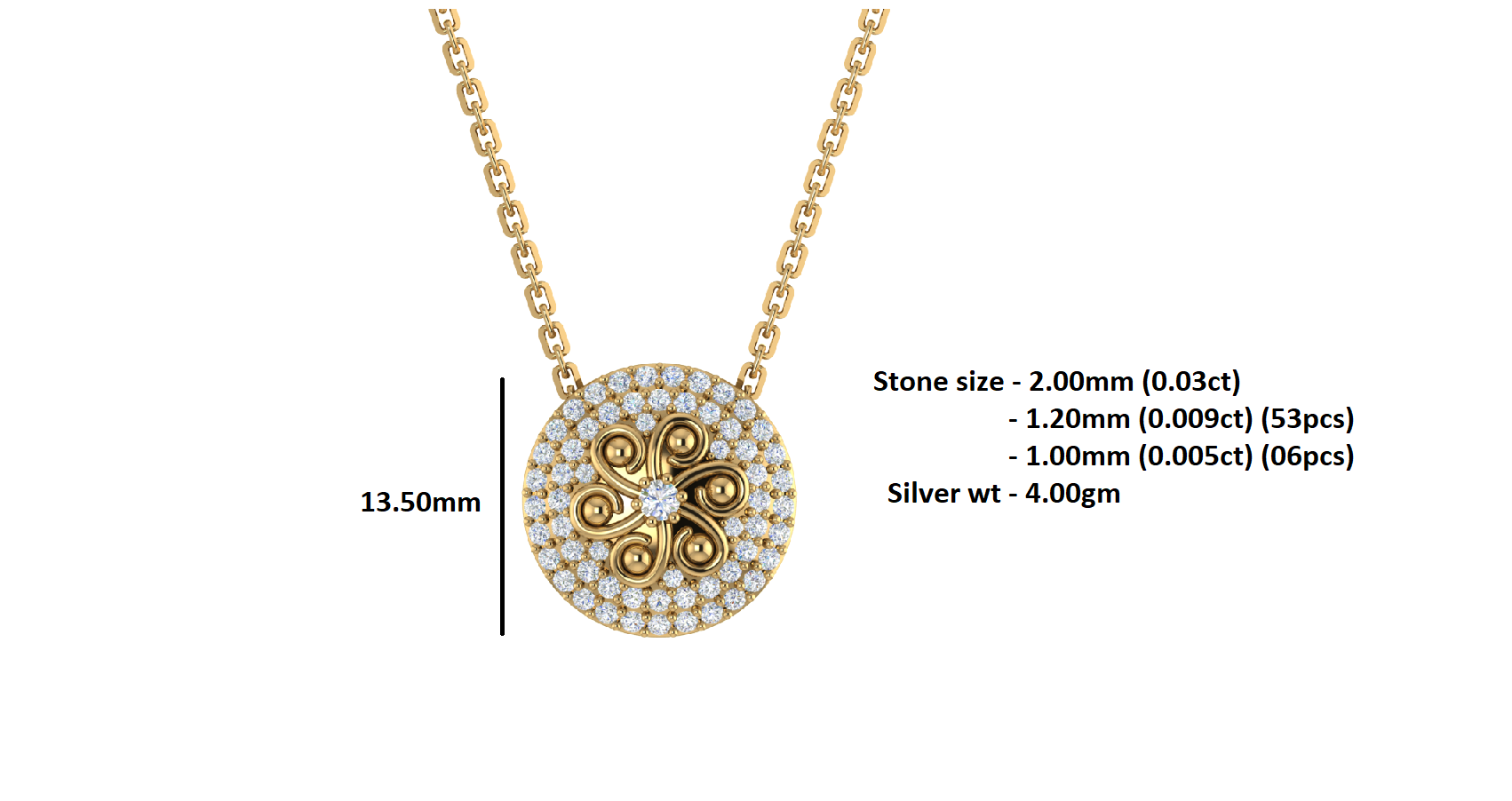 RKC 2,9 CT Moissanite medál 925 ezüst ékszer 14K sárga aranyozott súly 4,00 GM magasság 13,50 mm