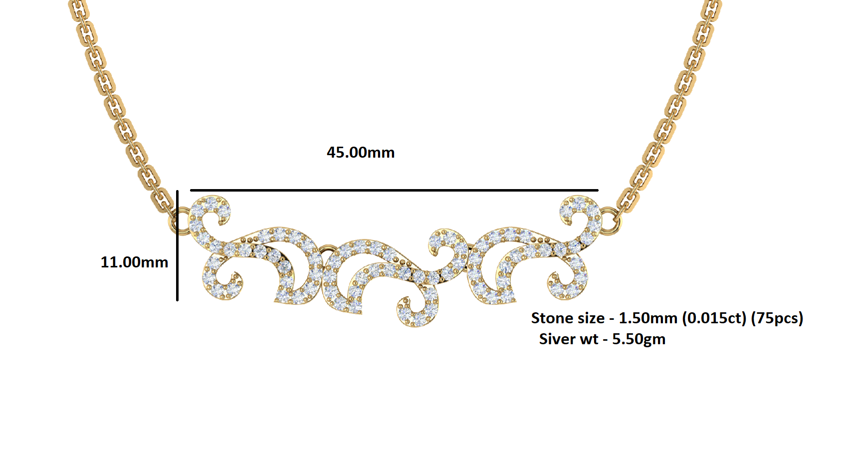 RKC 1.1 CT Moissanite Charming Necklace 925 Silver 14k Rose gold Plated Product Weight 5.50 GM Height 11.00 MM