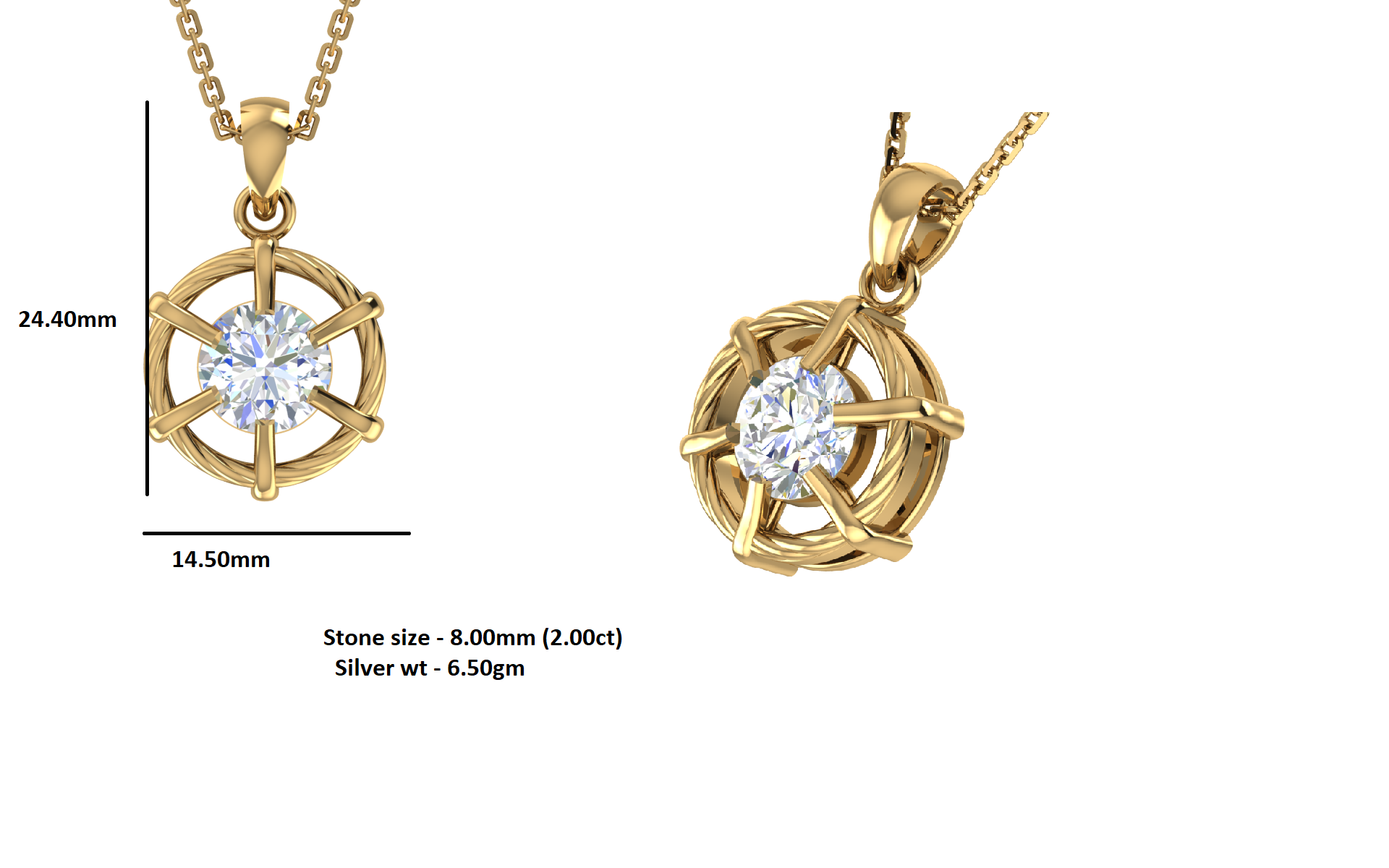 RKC 2.00Ct ময়সানাইট হ্যালো দুল 925 রৌপ্য গয়না 14K হোয়াইট গোল্ড প্লেটেড Wt 6.50gm উচ্চতা 24.40MM