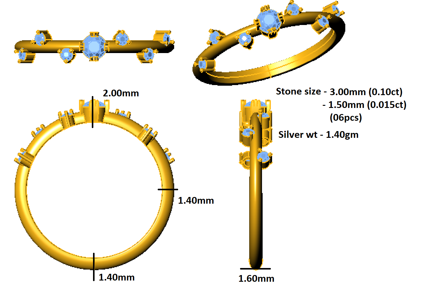 RKC Moissanite Delicate Women's Band Ring 925 Sterling Silver Rose Gold Plated Over Ring Wt 1.40 gm Width 1.60 MM