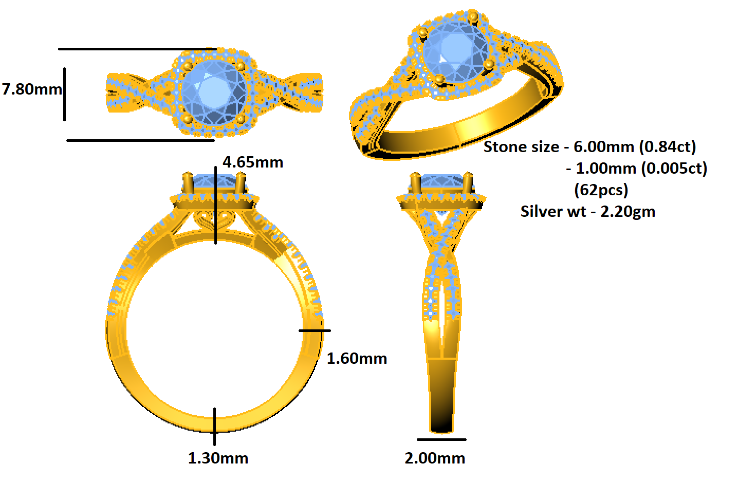 RKC राउंड मोइसॅनाइट वेडिंग क्रिस क्रॉस रिंग 925 स्टर्लिंग सिल्व्हर 14K रोझ गोल्ड ओव्हर Wt 2.20 gm रुंदी 2 MM