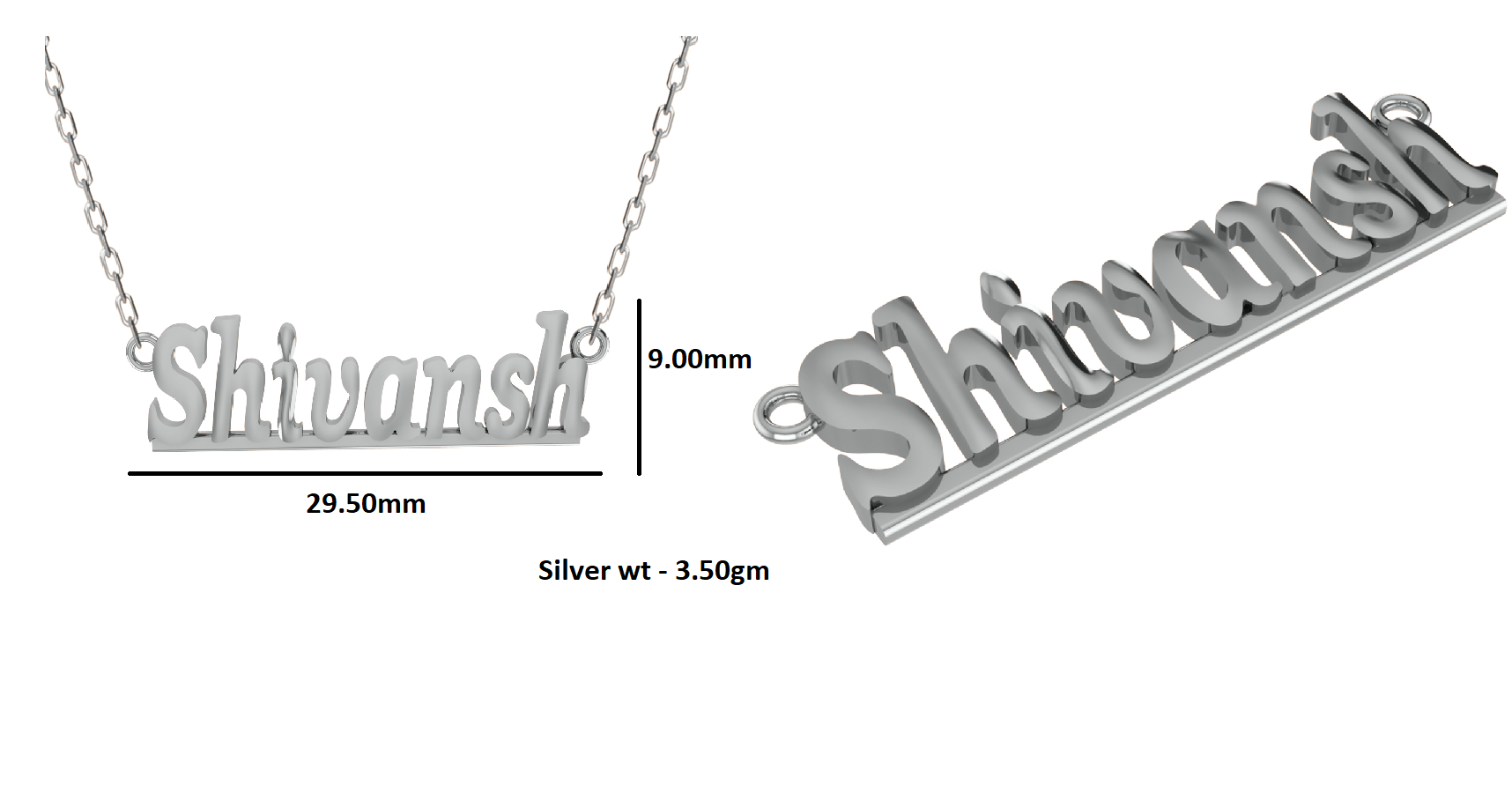 RKC Personalisieren Sie den Namensanhänger aus 925er Silberschmuck, 14 Karat Roségold vergoldet, Gewicht 3,50 g, Höhe 9 mm