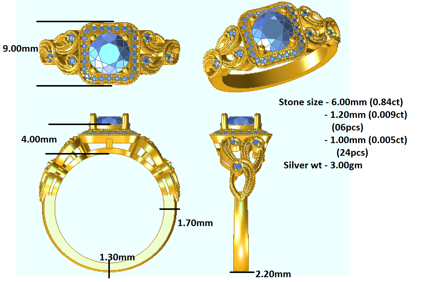 RKC राउंड कट मोइसॅनाइट एंगेजमेंट रिंग 925 सिल्व्हर 14k रोझ गोल्ड प्लेटेड महिलांचे वजन 3 ग्रॅम आणि रुंदी 2.20 मिमी