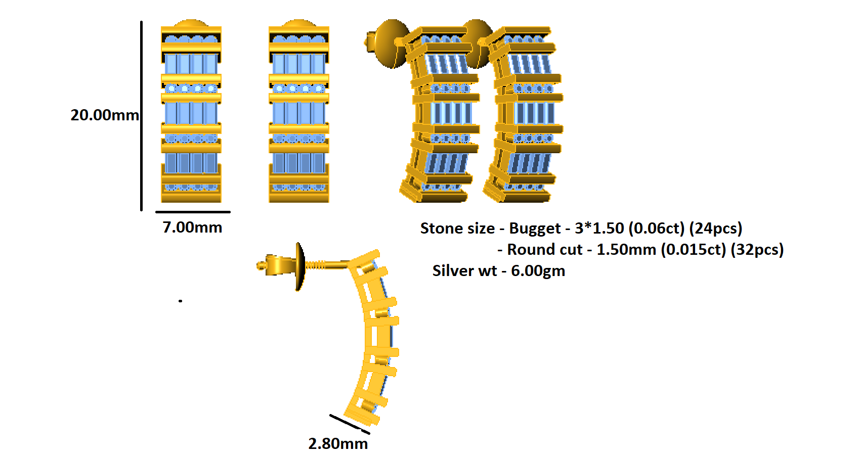 RKC 925 Sterling Silver Screw Back Women Earring 14k Rose Over Product Wt 6.00 GM Height 20.00 MM