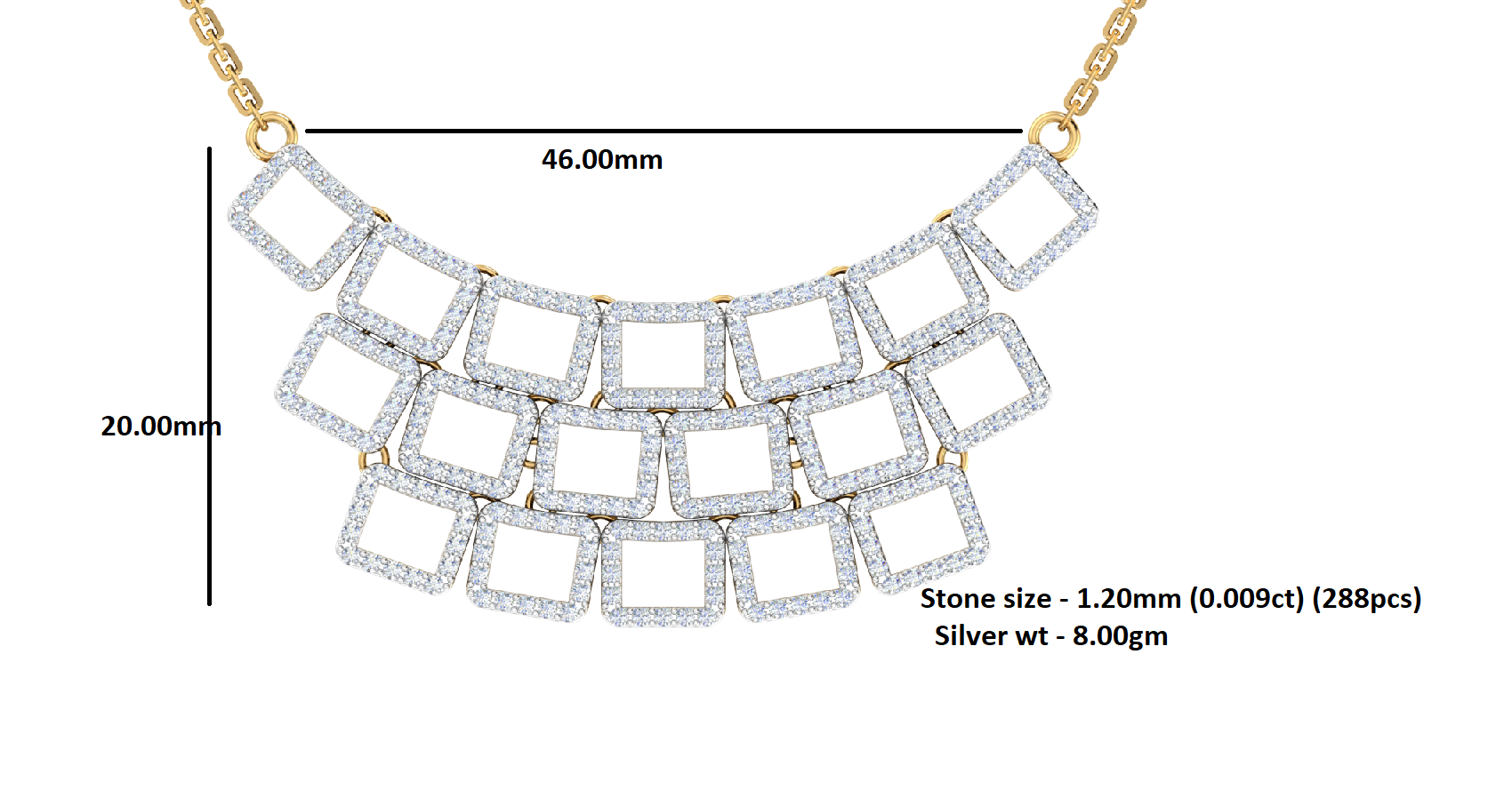 RKC 2.6 CT Moissanite Choker Necklace 925 Silver 14k Yellow gold Plated Product Weight 8.00 GM Height 20.00 MM
