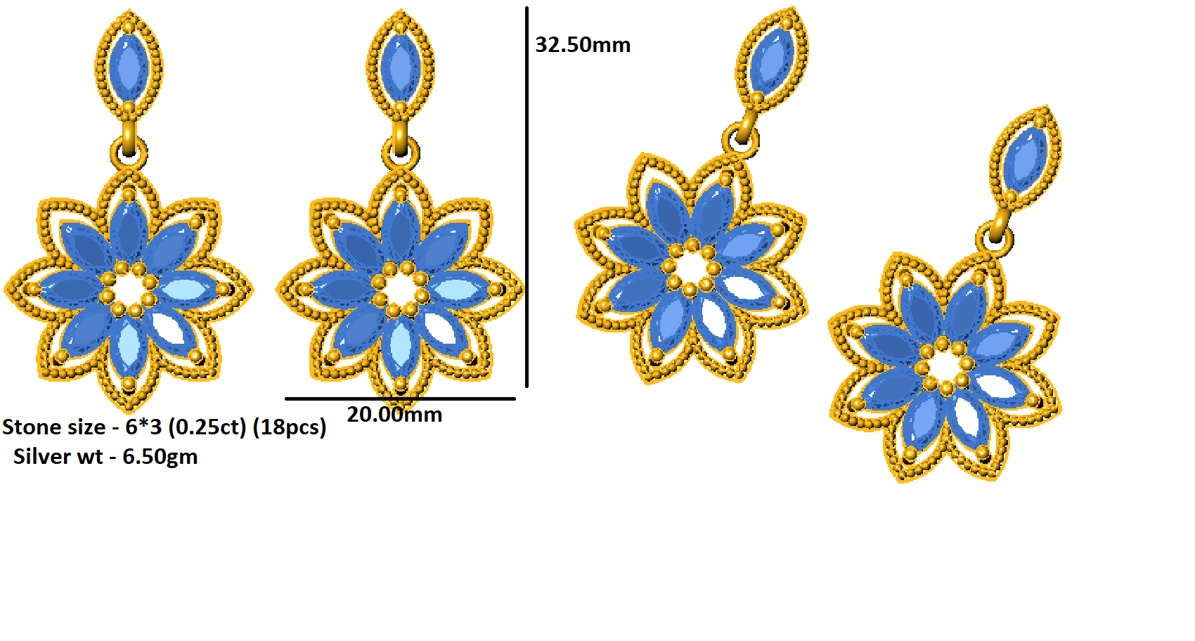 Жаночыя завушніцы маркізы 925 пробы стерлингового срэбра, 14 карат, ружа, вага 6,50 GM, вышыня 32,50 мм